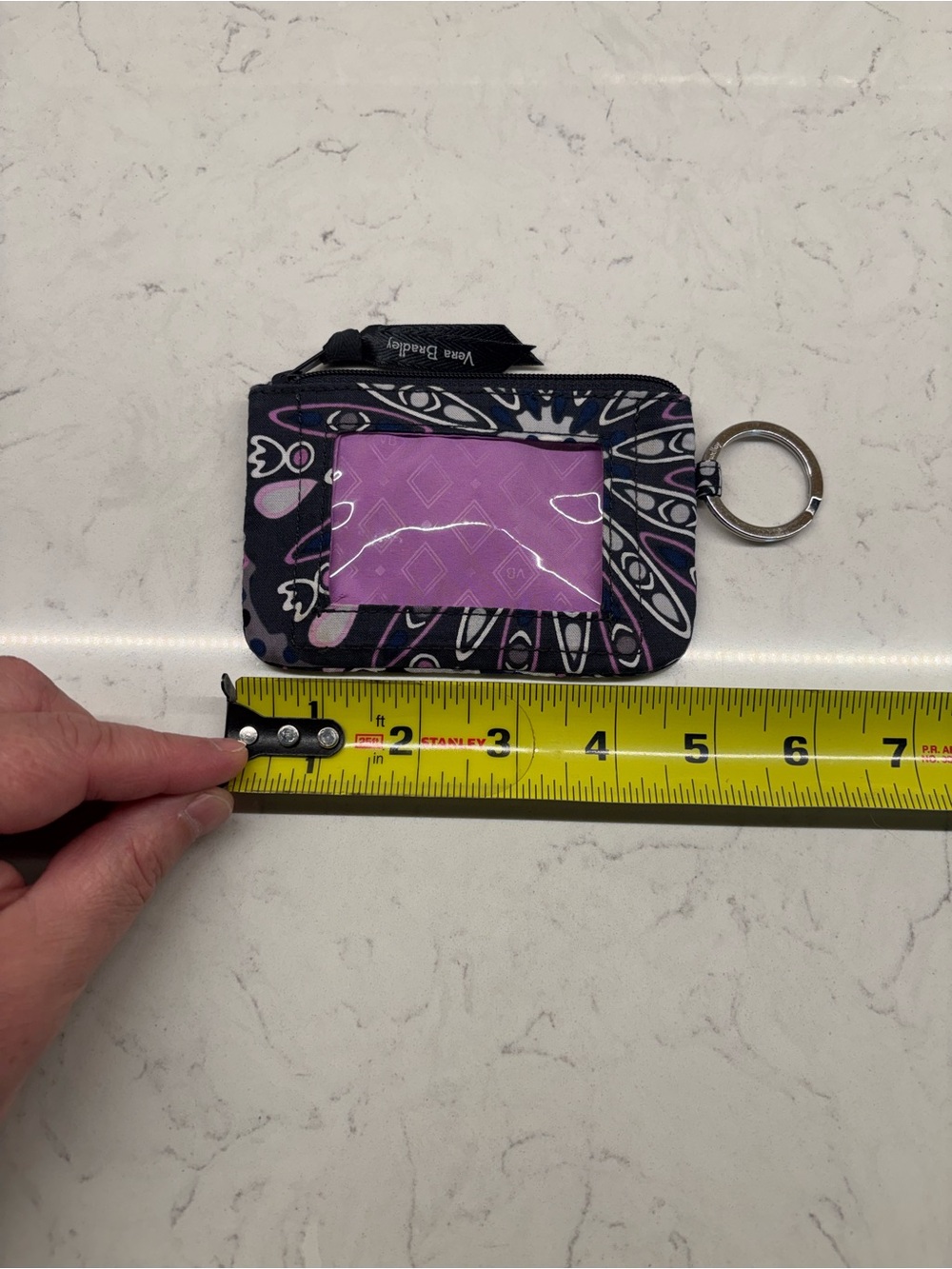 Vera Bradley Zip ID Case in Mimosa Medallion Pattern with Keyring Retired - Picture 5 of 5